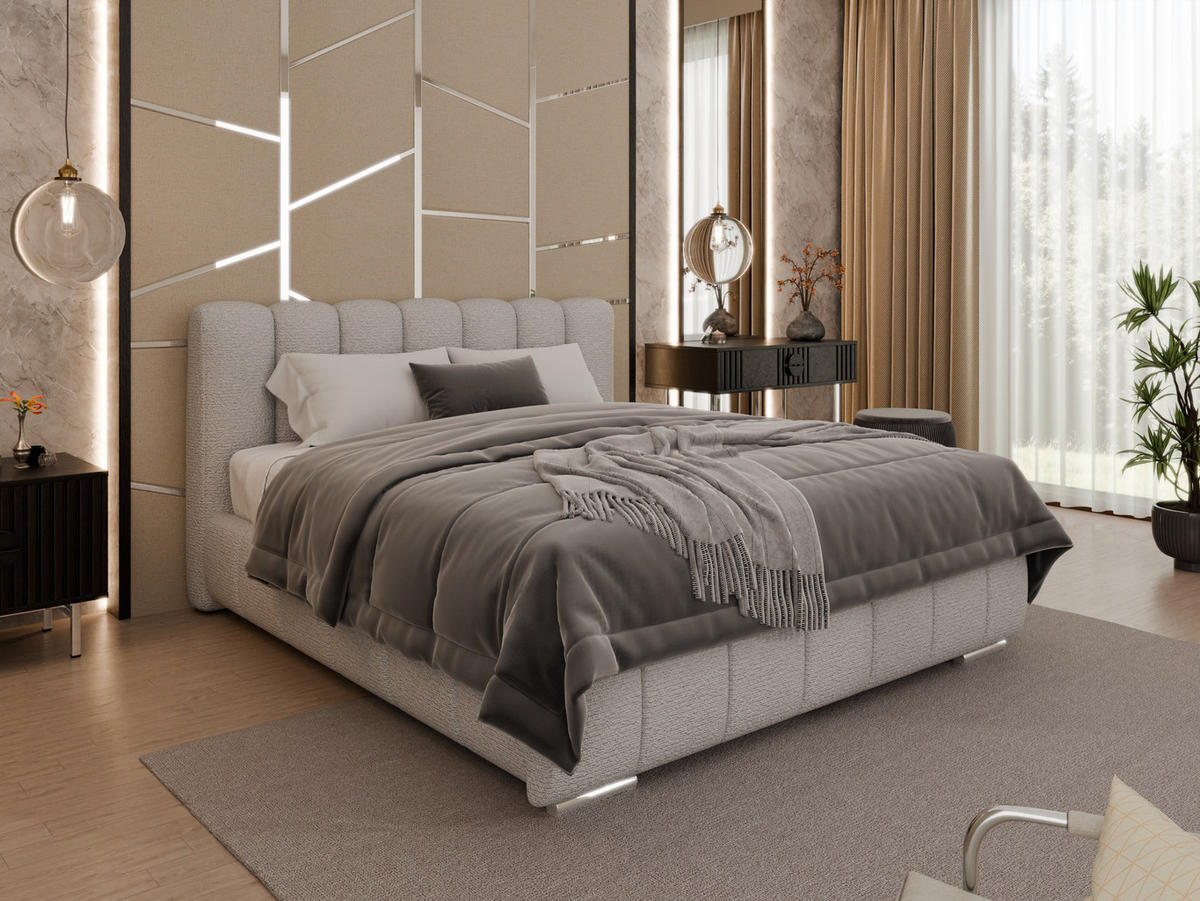 POLSTERBETT Zaira 160x200cm – Elegantes Polsterbett für modernen Wohnstil , ohne matratze, Sandfarben - Sandfarben, Holz (160/200cm) - Panda Möbel