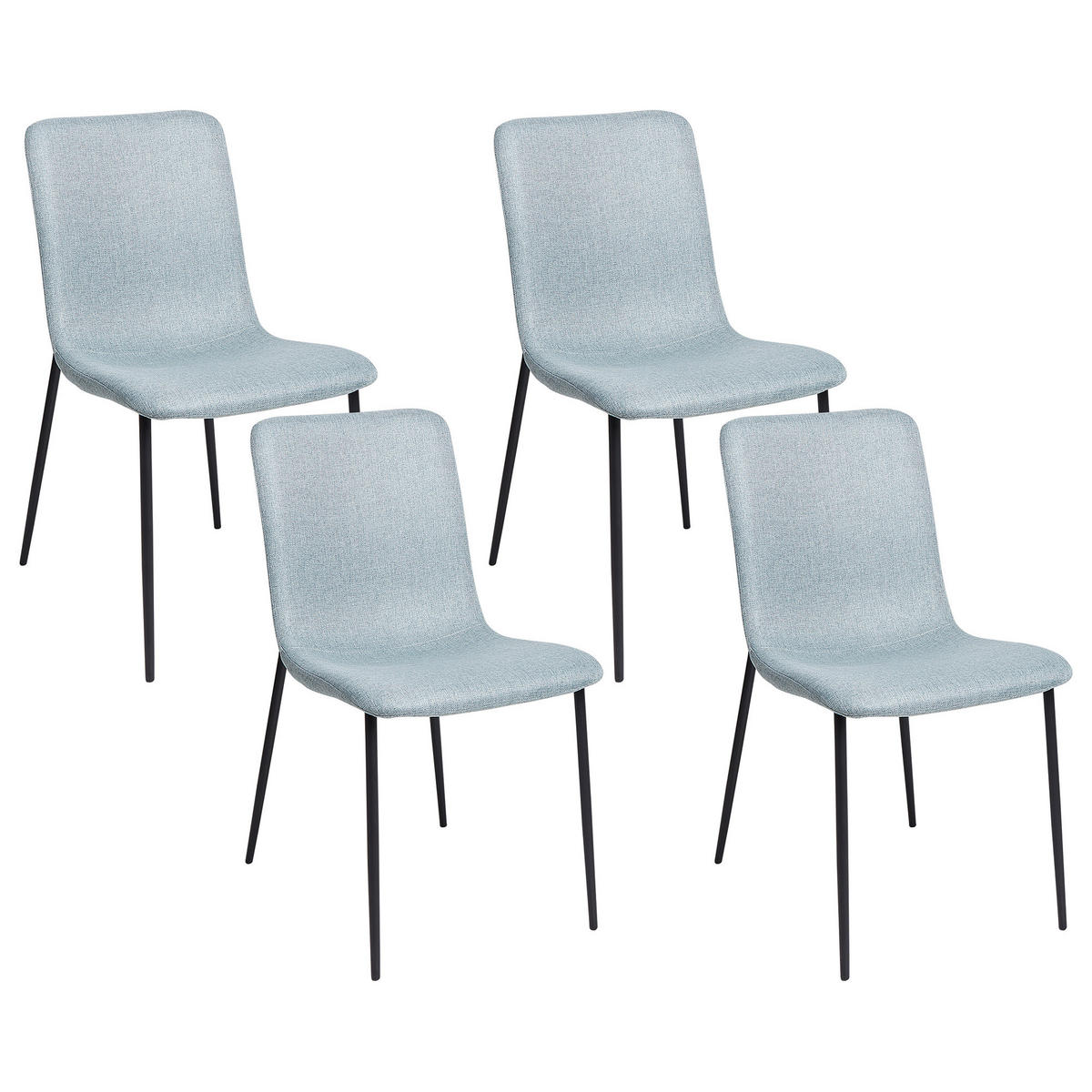 ESSZIMMERSTUHL 4er-Set Hellblau Glendive - Schwarz/Hellblau, Textil (44/81/65cm) - Beliani