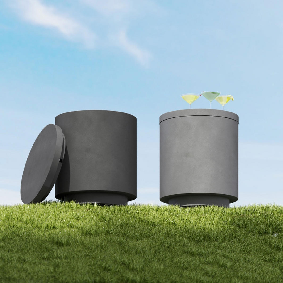 GARTEN BEISTELLTISCH Zylindrisch Hellgrau - Grau, Metall (37.5/37.5/43.5cm) - ComfortXL