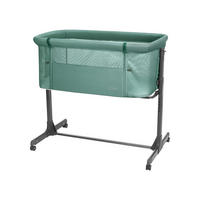 BEISTELLBETT Noah dunkelgrün 87 x 55 cm, Anti-Reflux, 6-fach höhenverstellbar, 4 Räder, Matratze - Grün, Metall (55/87cm) - Kikka boo