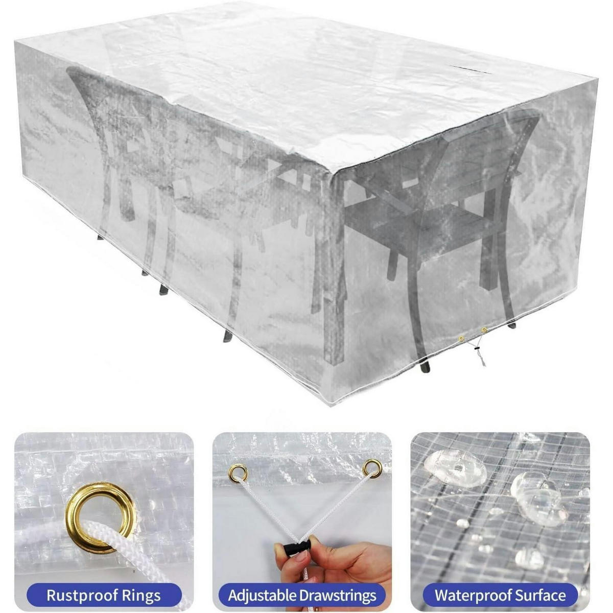 ABDECKHAUBE für Gartenmöbel 170 x 95 x 70 cm Transparent - Transparent, Kunststoff (170/70/95cm)
