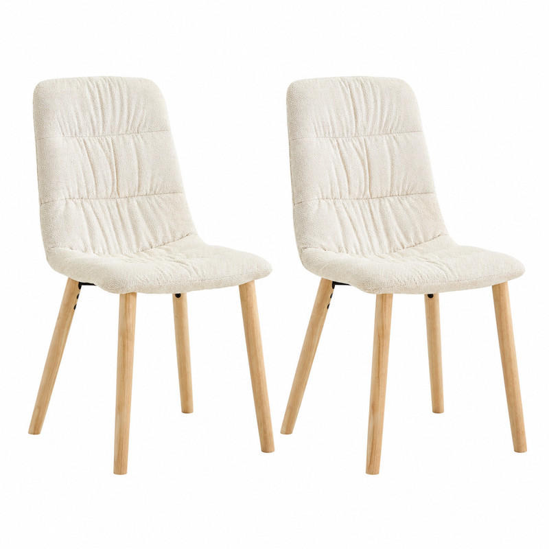 ESSZIMMERSTUHL mit Stoffbezug 88 cm Weiß Massivholzbeine 2er-Set - Weiß, Holz (48/88/44cm) - Meubliv