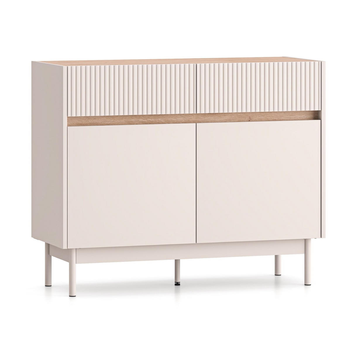 SIDEBOARD Dunea Kaschmirgrau/Eichenholzoptik 104 cm - Taupe, Holzwerkstoff/Metall (104/85/40cm) - Selsey