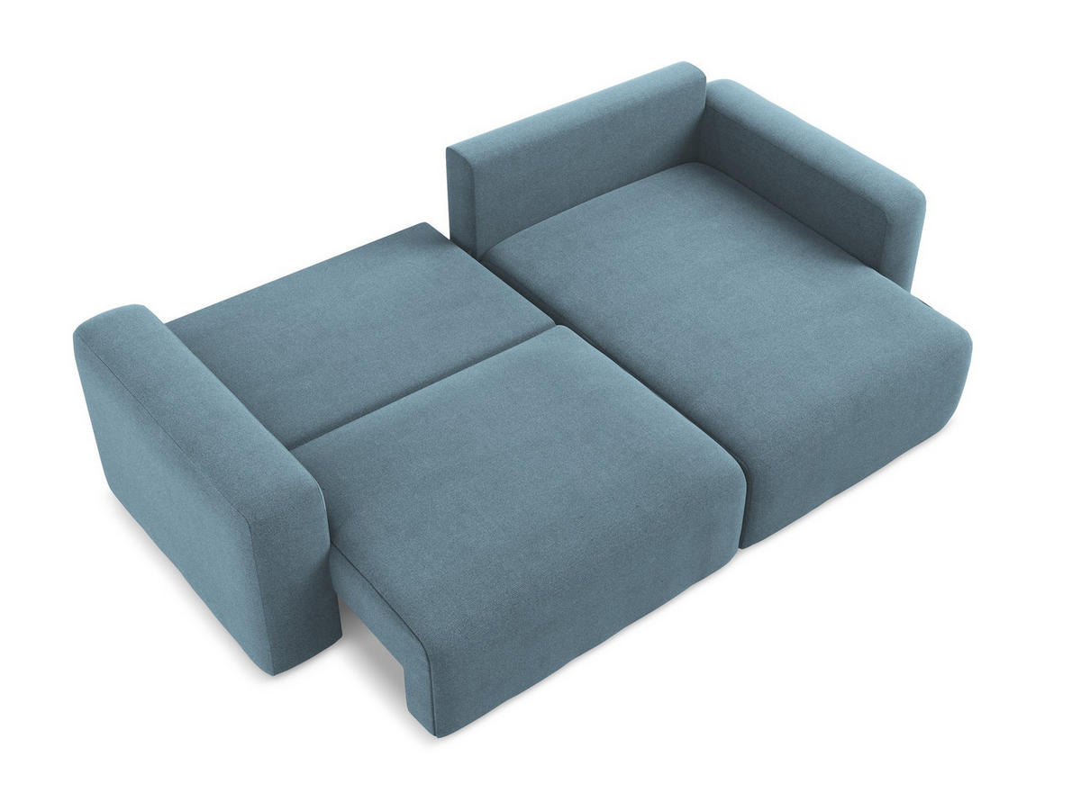 ECKSOFA mit Schlaffunktion rechts Strukturstoff Stoff Blau - Blau/Schwarz, Kunststoff/Textil (244/149cm) - Makamii