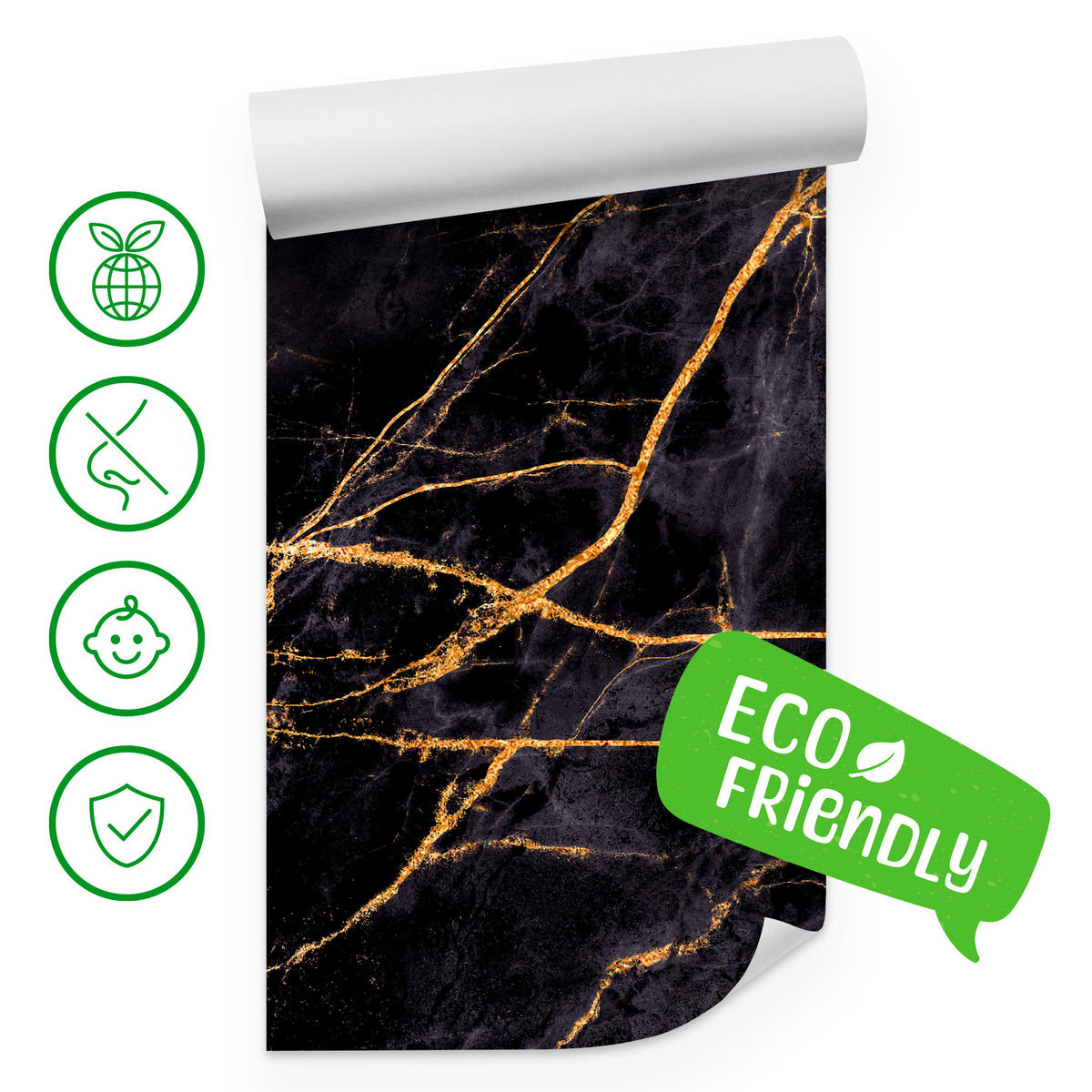 FOTOTAPETE Marmor Muster Abstraktion Glamour 200x140 - Beige/Schwarz, Papier (200/140cm) - Muralo