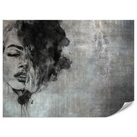 FOTOTAPETE für Wohnzimmer Abstrakte Frau Porträt Beton Ornament 150x105 - Grau, Papier (150/105cm) - Muralo