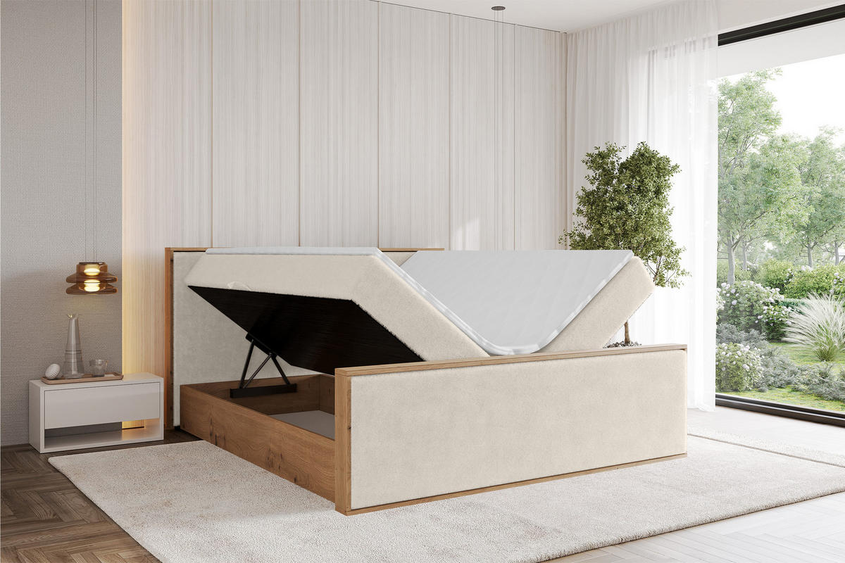 BOXBETT LOLLI9 -Z 120x200 - H4 Hellbeige - Sandfarben, Holzwerkstoff (120/200cm) - ALTDECOR