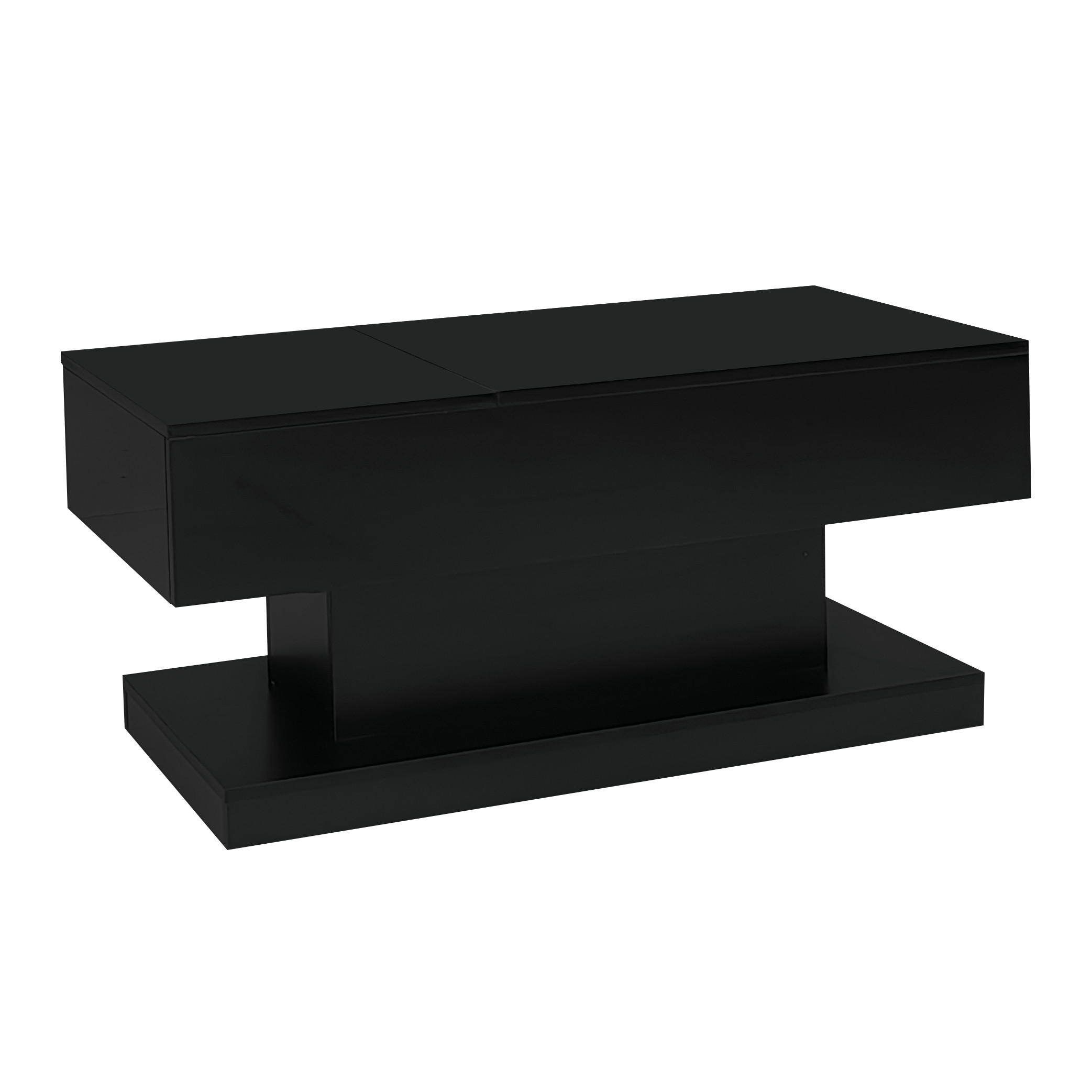 COUCHTISCH Schwarz 100/50/45 cm mit LED - Schwarz, Holzwerkstoff (50/100/45cm) - PANGIVO
