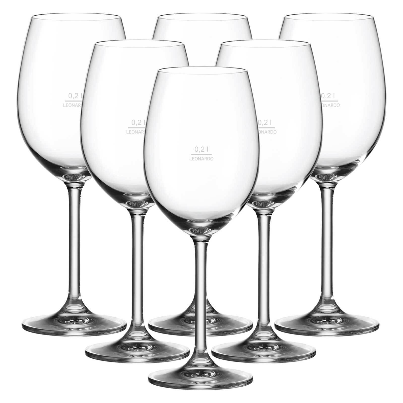 WEISSWEINGLÄSER GEEICHT Daily Gastro-Edition transparent 0,2 l 6er Set - Transparent, Glas (0.2L) - Leonardo Living