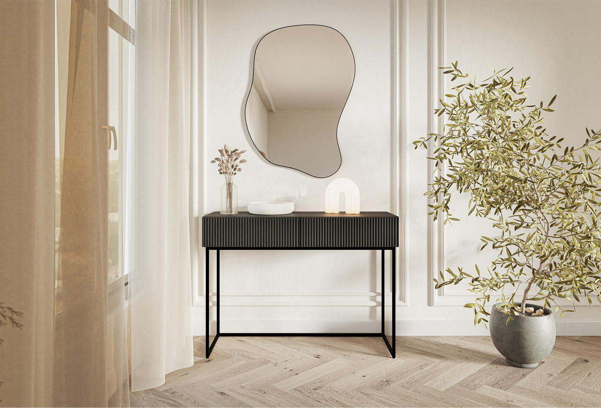 KONSOLENTISCH Veldio Schwarz mit schwarzen Beinen 110 cm - Schwarz, Holzwerkstoff/Metall (110/79/40cm) - Selsey
