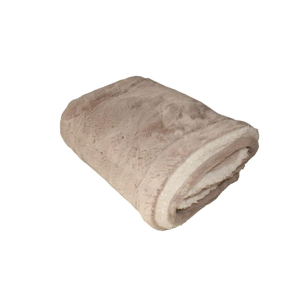 PLAID gefüttert in Kaninchenoptik Taupe 130 x 170 - Beige, Textil (130/170cm) - LE COMPTOIR DE LA PLAGE