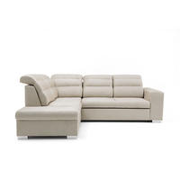 ECKSOFA CLOUD L Links mit Schlaffunktion 120x190 Velours Creme - Chromfarben/Creme, Holz/Kunststoff (202/260cm) - Muffo