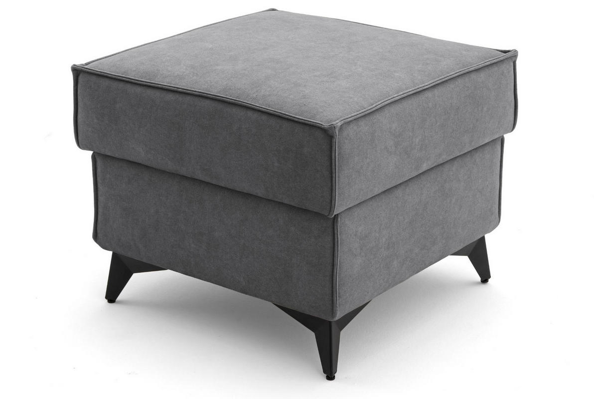 POUF PURE 55 x 55 cm Velours Grau - Schwarz/Grau, Holz/Textil (55/45/55cm) - Muffo