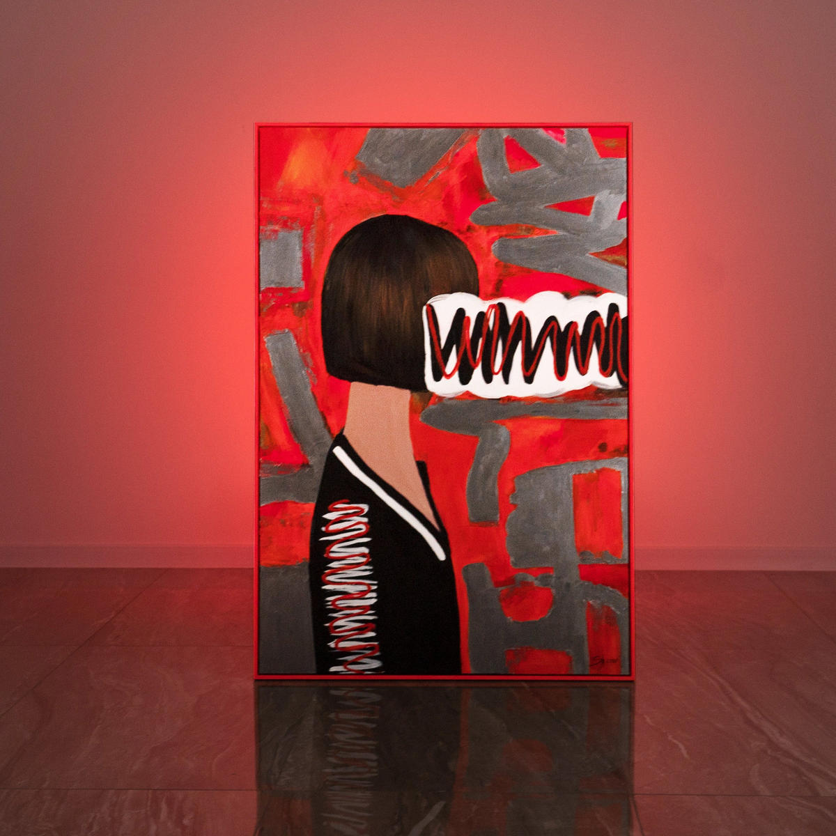 GEMÄLDE Abstrakte Emotion Schattenfugenrahmen Rot 140x100 cm - Rot, Holz (140/100cm) - YS-art gallery