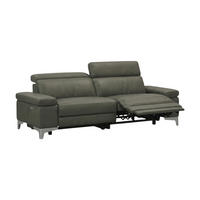 3-SITZER Sofa Talisman Echtleder mit 1 x Relaxfunktion Greige - Greige, Leder/Metall (216/80/100cm)