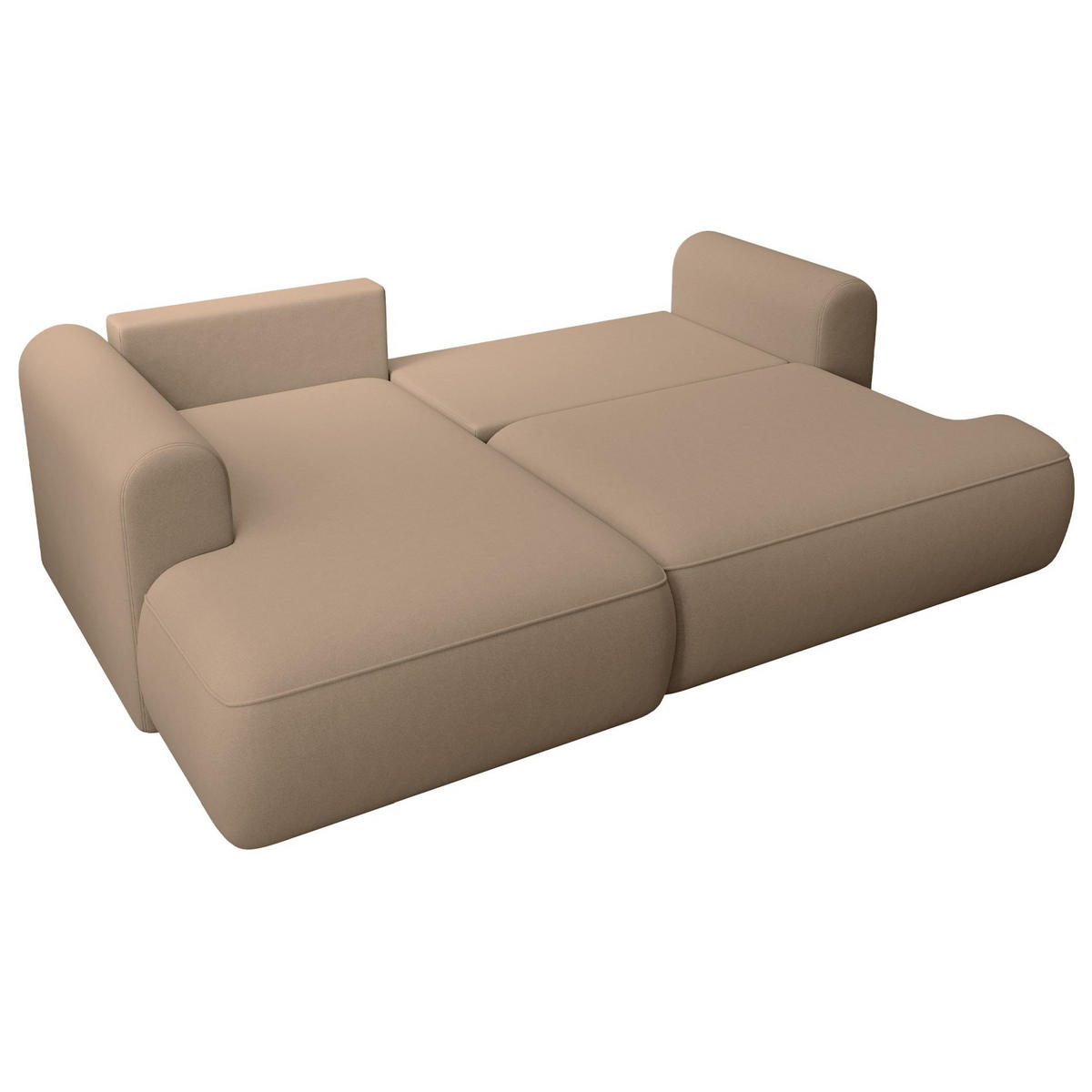ECKSCHLAFSOFA Ovo Mini Beige Easy-Clean-Samtbezug - Beige/Schwarz, Kunststoff/Textil (238/156cm) - Selsey