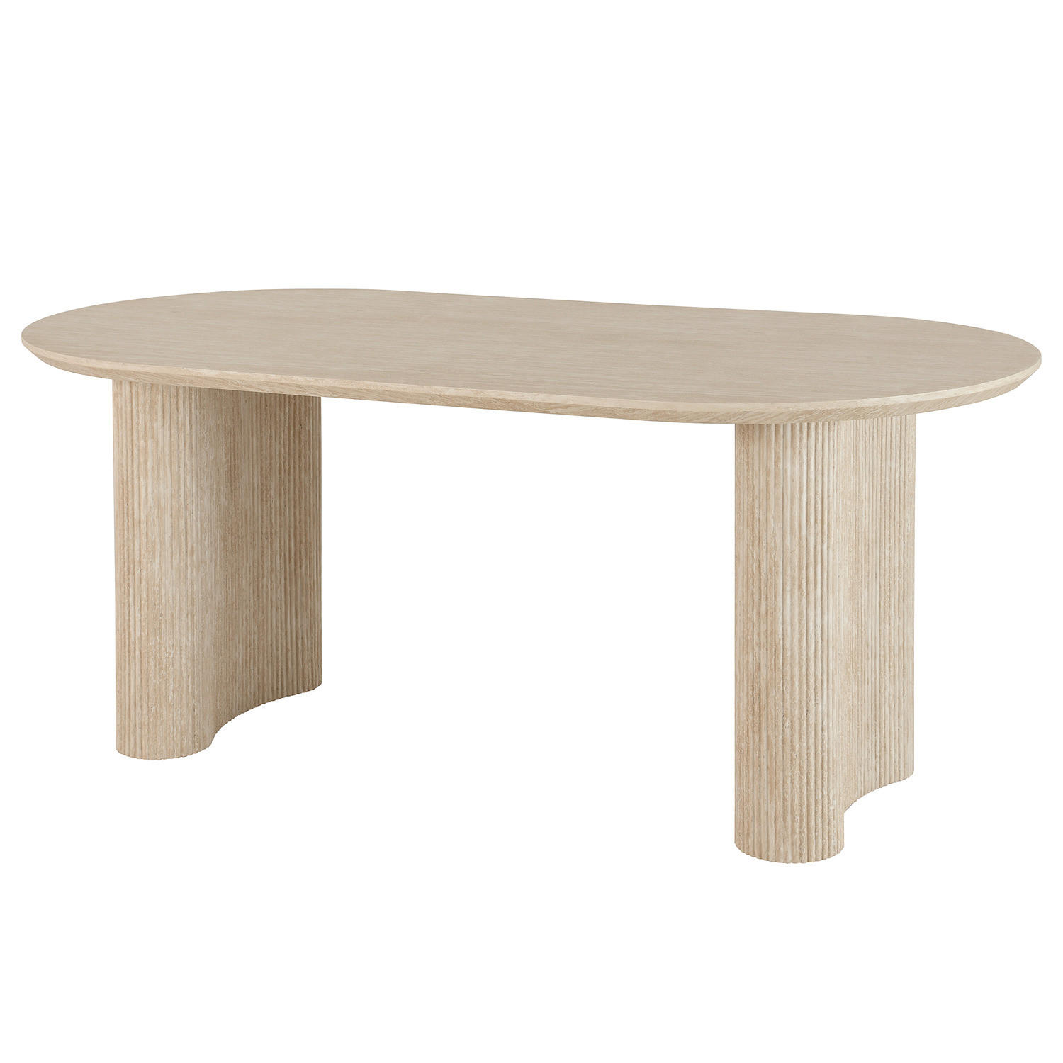 ESSTISCH - oval, Travertin Stein Dekor - Beige, Holzwerkstoff (90/180/75cm) - home24