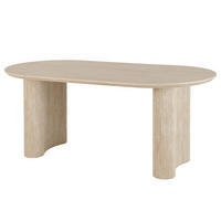 ESSTISCH - oval, Travertin Stein Dekor - Beige, Holzwerkstoff (90/180/75cm) - home24