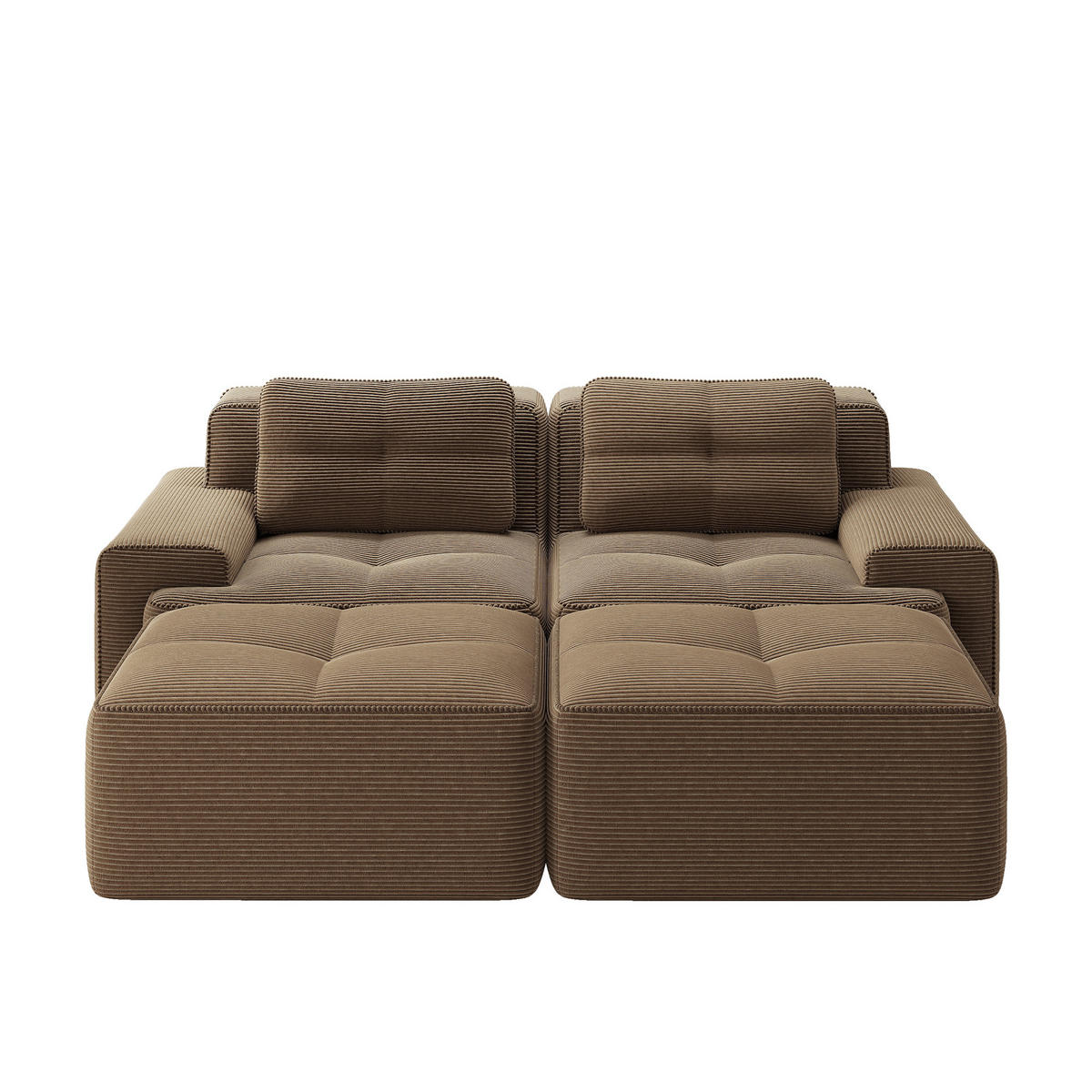 WOHNLANDSCHAFT DE-34113 2-Sitzer mit Ottoman Braun - Braun, Textil (177/69/204cm) - ComfortXL