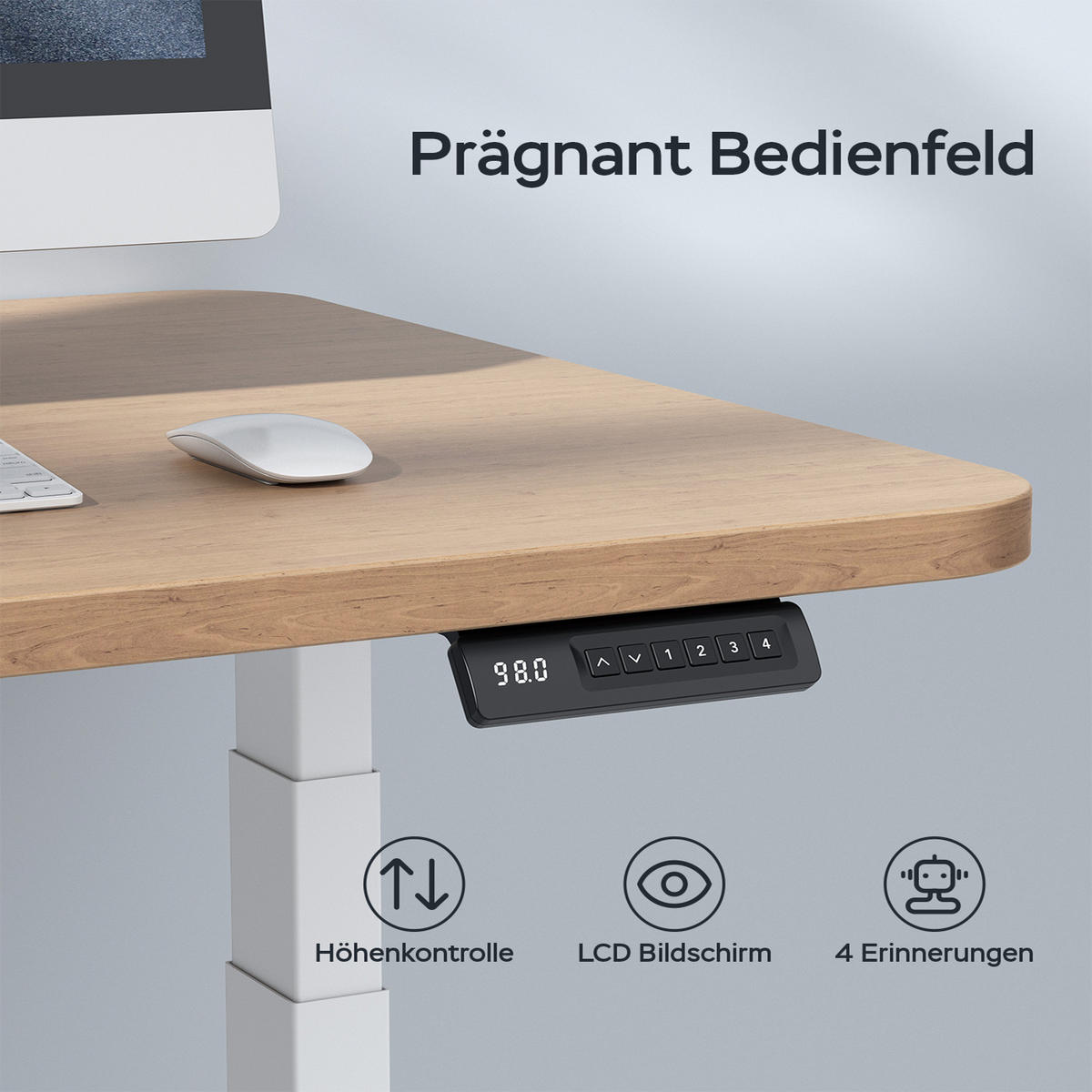 SCHREIBTISCH-GESTELL DE-37154 elektrisch höhenverstellbar mit Dual-Motor und LED Weiß - Weiß, Metall (150/57.5/127cm) - ComfortXL