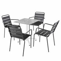 GARTENSET 5-tlg., Marmor und Grau - Grau, Metall - Oviala