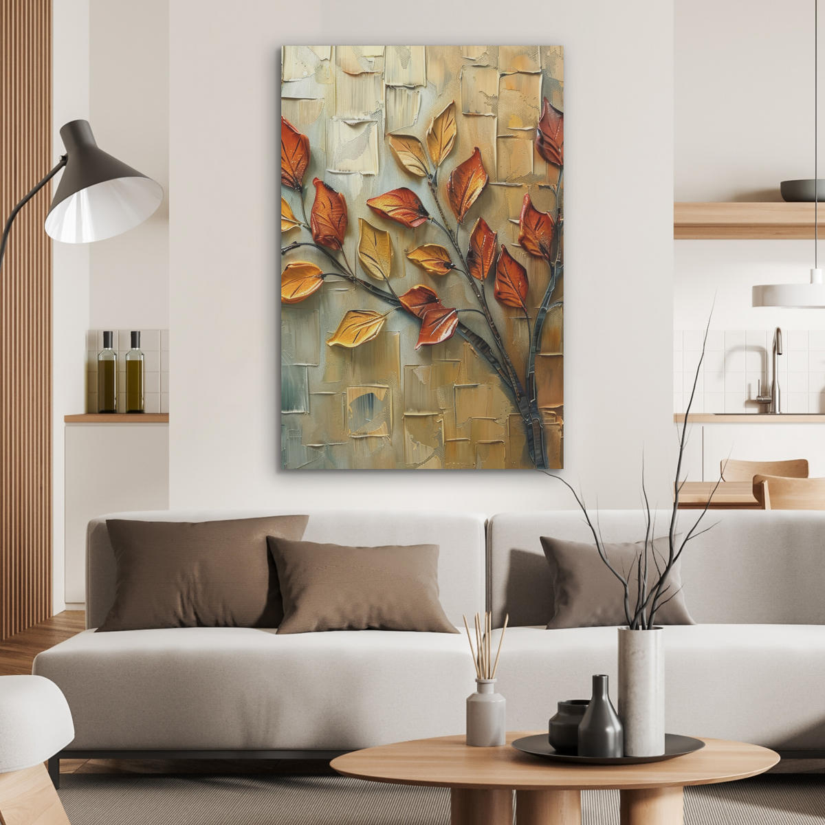 AKUSTIKPANEEL Baum - Abstrakt - Natur - Kunst 70x100 cm - Goldfarben, Textil (70/0.9/100cm) - MuchoWow