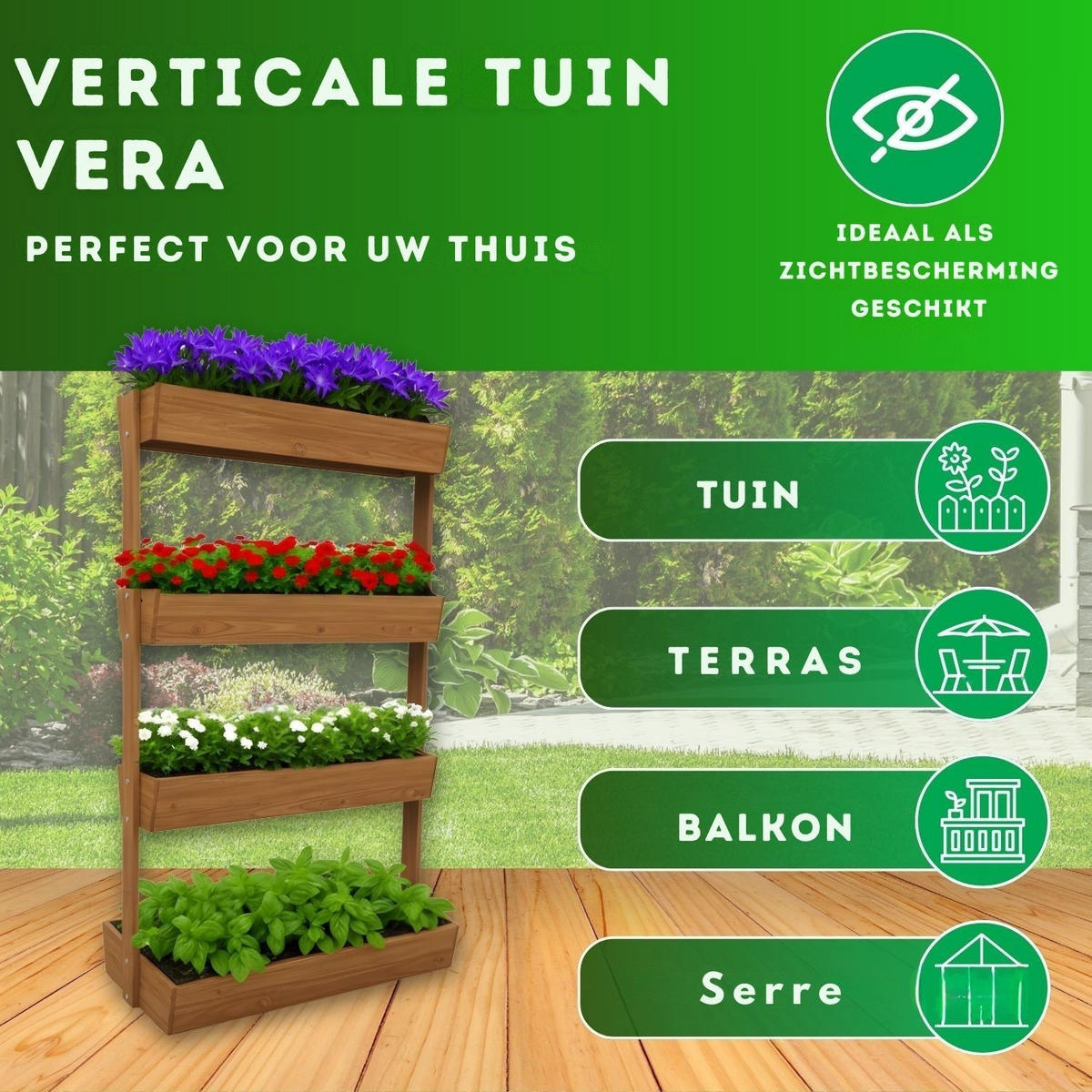 VERTIKALBEET VERA 4 Etagen Farbe Braun 85/45/140 cm - Braun, Holz (45/140/85cm) - Coemo