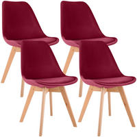 STUHL 4 Samt Rot - Eukalyptusholzfarben/Rot, Holz/Textil (49/83/50cm) - CLP