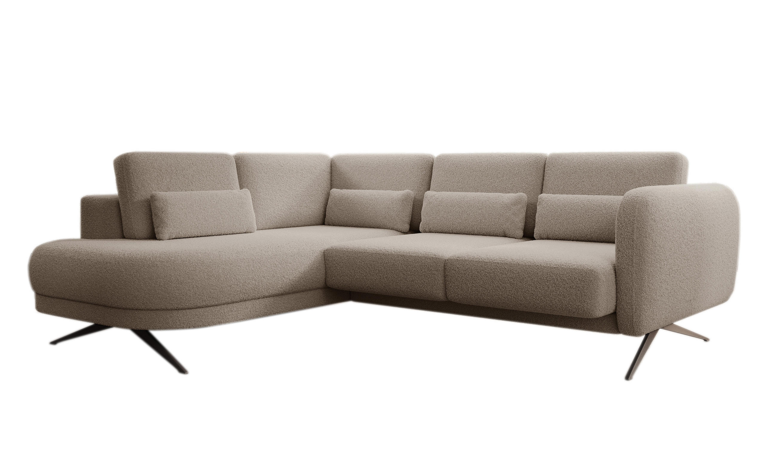 ECKSOFA ILUSIO L 250x205cm, Schlaffunktion, Grau, Links - Grau, Holz/Textil (205/248cm) - DomoHome