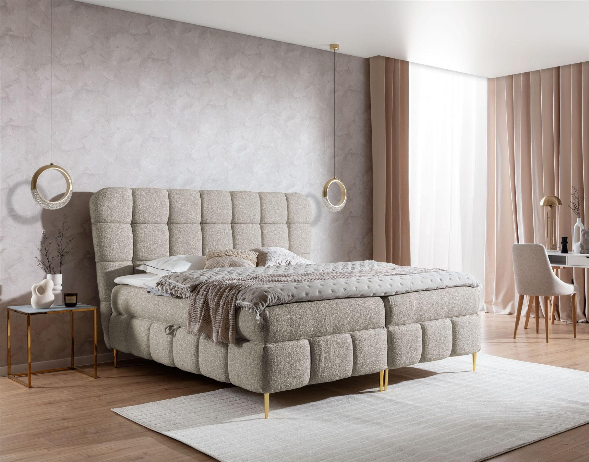 BOXBETT Grazia In Corbett - Hellbraun, Holzwerkstoff/Textil (120/200cm) - Fun Möbel