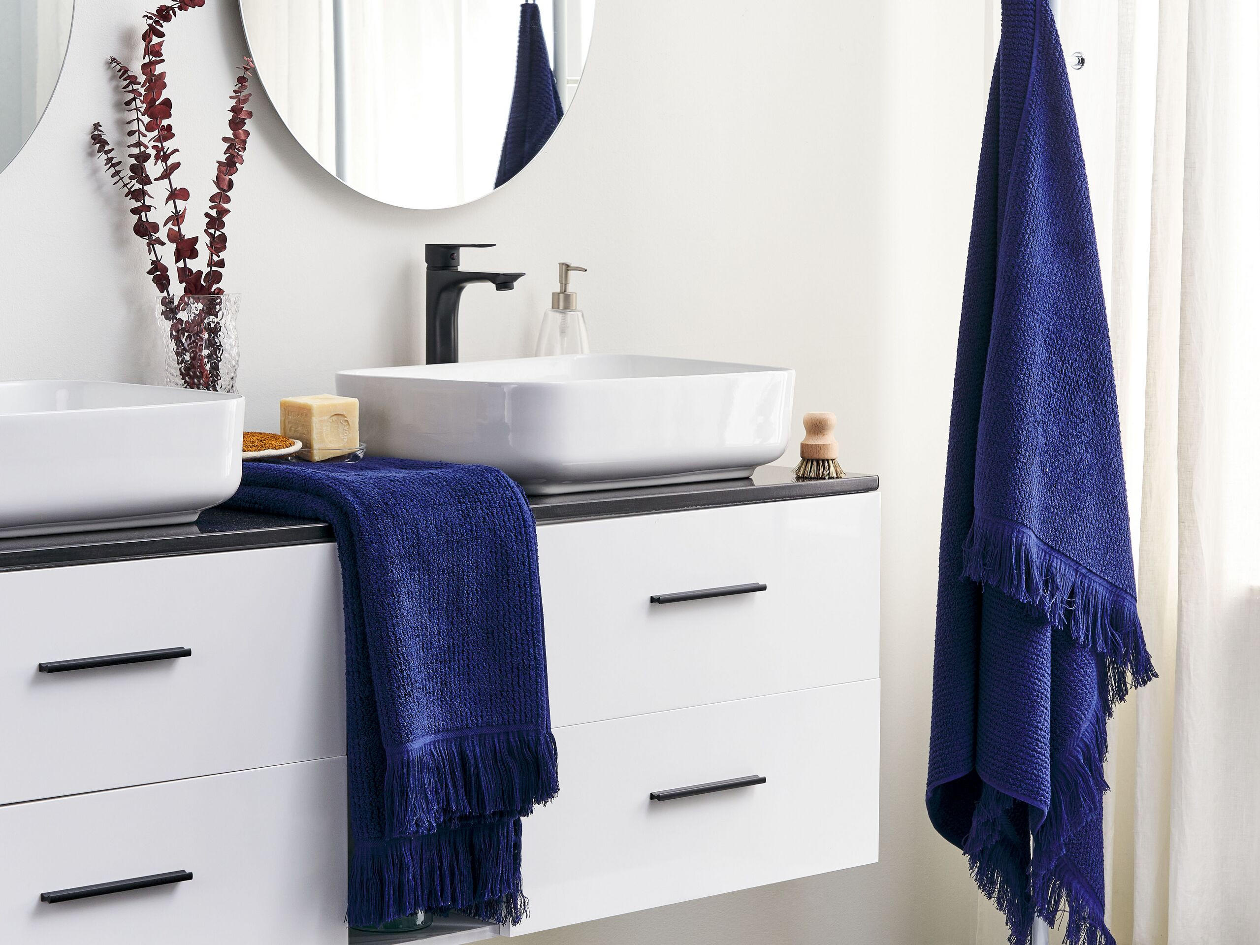 BADEHANDTUCH 2-teilig Blau Atiu - Blau, Textil (100/150cm) - Beliani