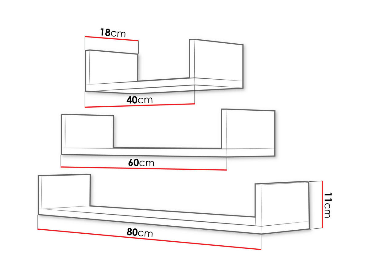 WANDREGAL Trio 004 - Sonoma Eiche, Holzwerkstoff (80/11/18cm) - MIRJAN24