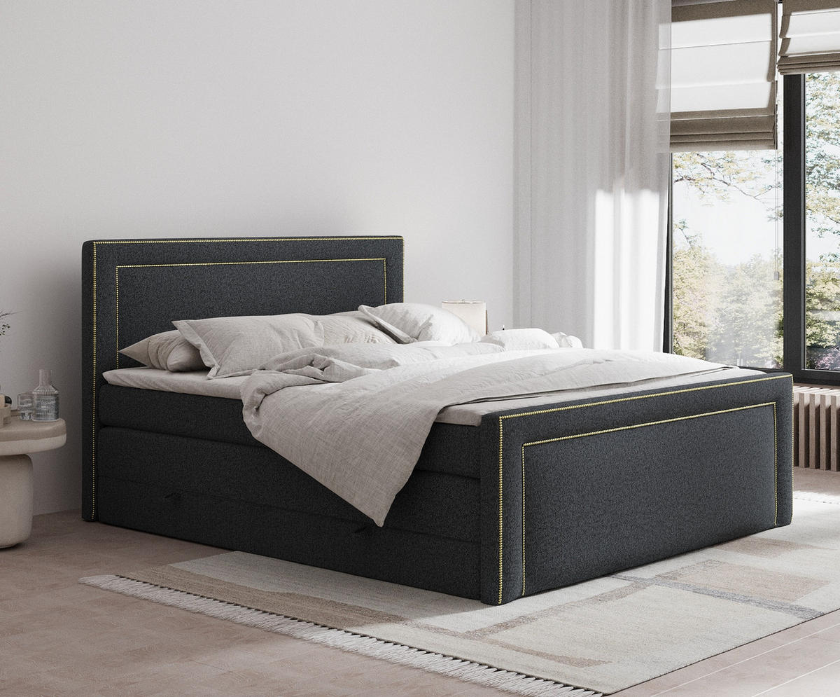 BOXSPRINGBETT Luxora Schwarz 160/200 cm - Schwarz, Holz/Holzwerkstoff (160/200cm) - Maison de Reve