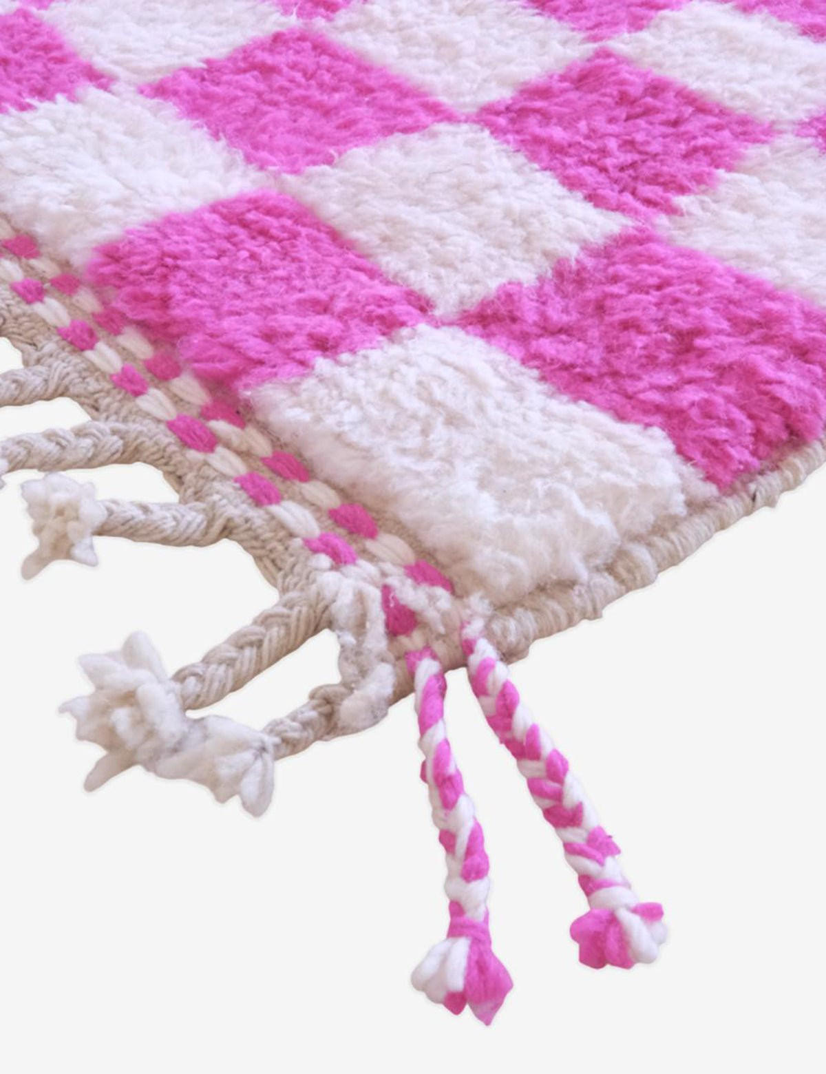 BERBERTEPPICH mit Karomuster 176x 208 cm - Pink, Naturmaterialien (176/208cm) - AFK Living