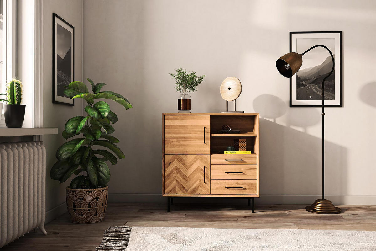KOMMODE HOCH LEON Wildeiche - Wildeiche, Holz (97/95/45cm) - byoak