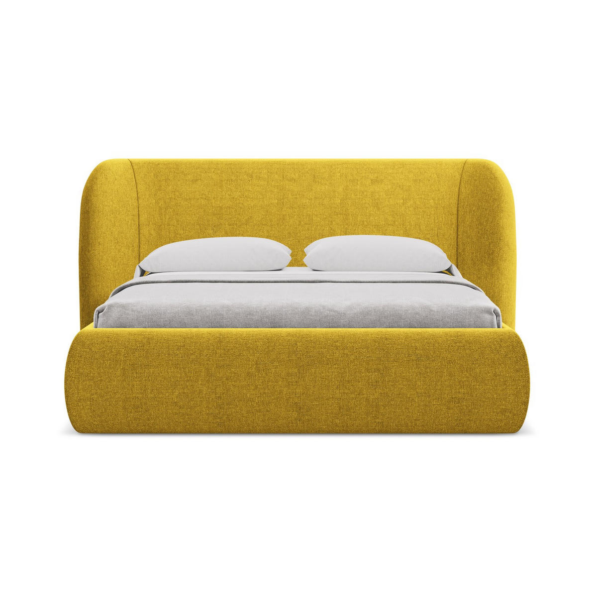 POLSTERBETT mit Bettkasten und Lattenrost 230x215 Gelb - Currygelb/Gelb, Kunststoff/Textil (180/200cm) - Makamii