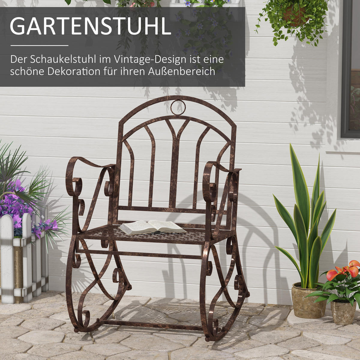 GARTENSTUHL, 2-Sitzer, Metall, 61 x 79 x 90 cm - Bronzefarben, Metall (79/90/61cm) - Outsunny
