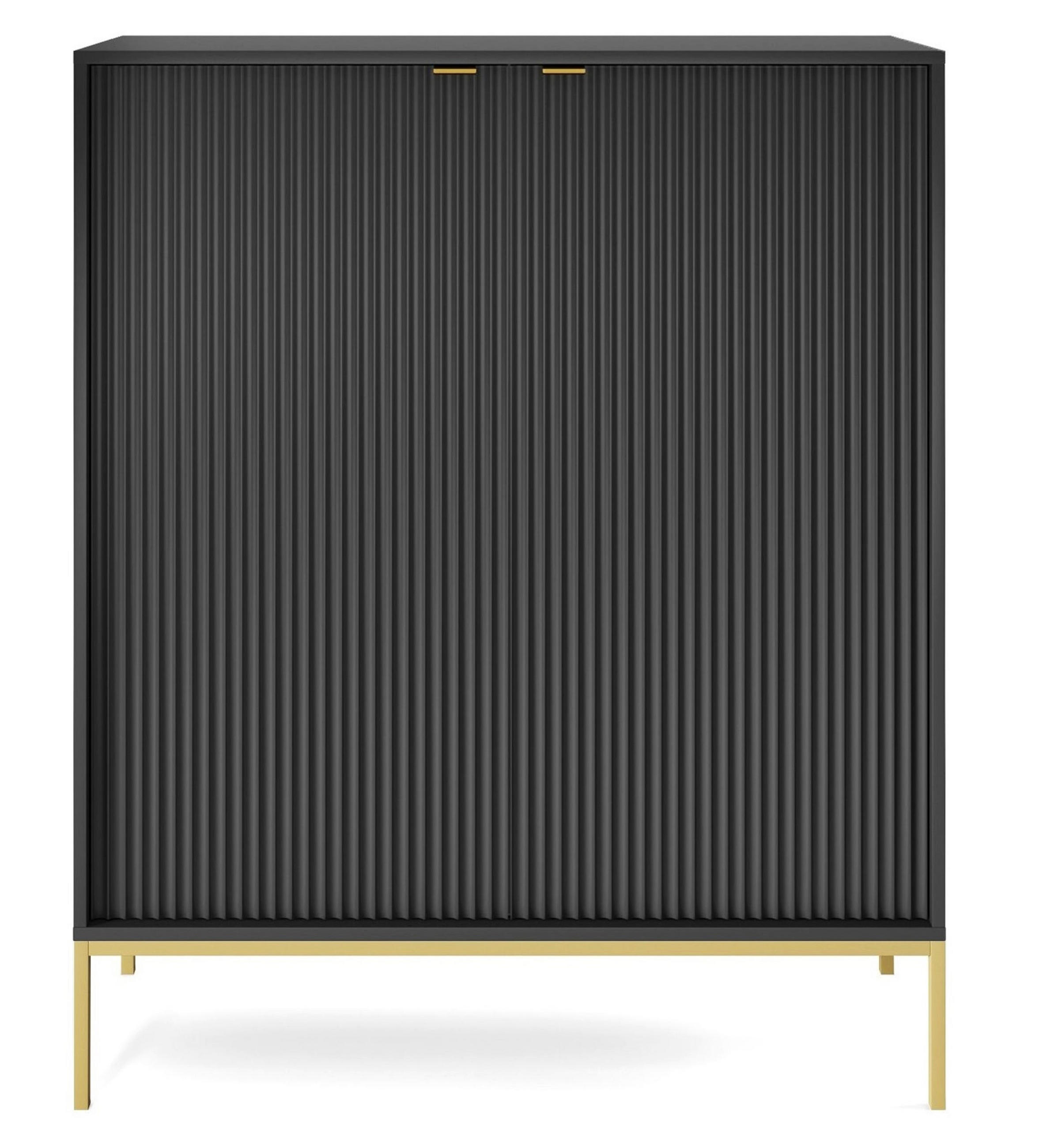 HIGHBOARD Vellore Schwarz mit goldenen Metallbeinen 104 cm - Goldfarben/Schwarz, Holzwerkstoff/Metall (104/125/39cm) - Selsey