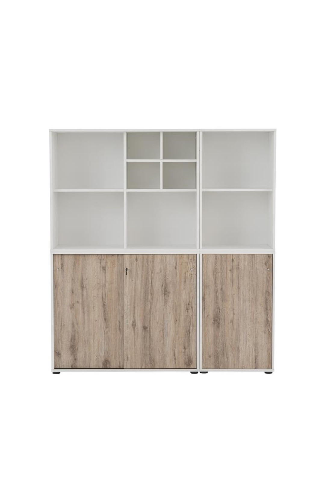 AKTENREGAL Pigeon 2er Set 2 AKTENSCHRANK & REGALKREUZ Breite 51-100 cm Weiß/Eiche - Weiß, Holz (151/166/41cm) - PROREGAL