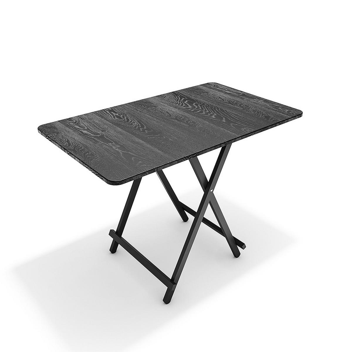 ESSTISCH Klappbar 100/60/74 cm Eisenbeine MDF Schwarz - Schwarz, Holzwerkstoff/Metall (60/74/100cm) - Livingandhome