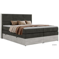 POSTEL BOXSPRING DELNOR KING 200/200 - Tmavě šedá Samet - Topper Visco - H3 - černá/tmavě šedá, textil/plast (200/200cm) - MKS