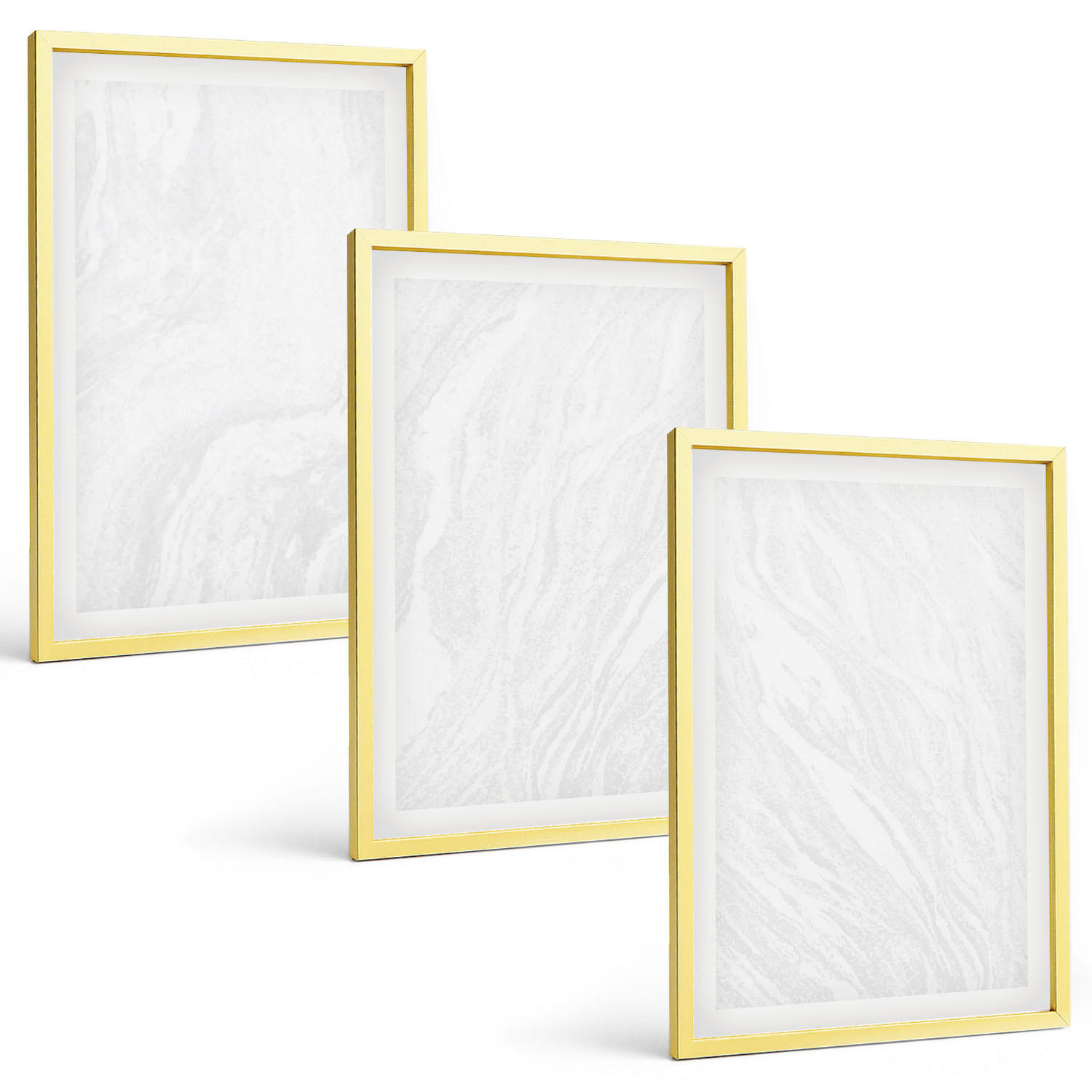BILDER SET 3er Set - 40x60 cm Goldrahmen - Elegante Marmorstruktur - Goldfarben, Kunststoff (40/60cm) - TULUP