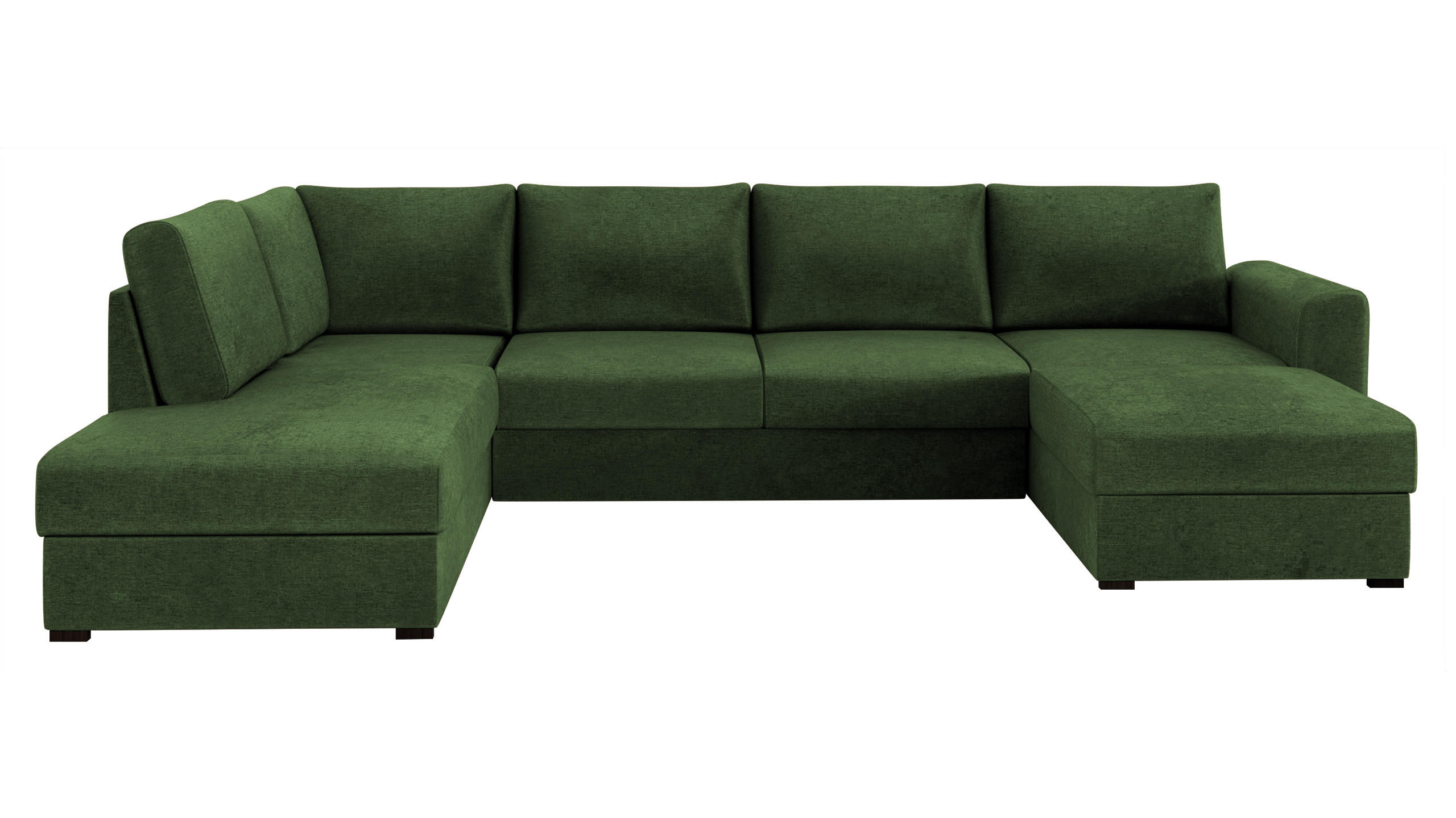 WOHNLANDSCHAFT Wilma, Seite: Links - Dunkelgrün/Schwarz, Holz/Textil (305/85/188cm) - MIRJAN24