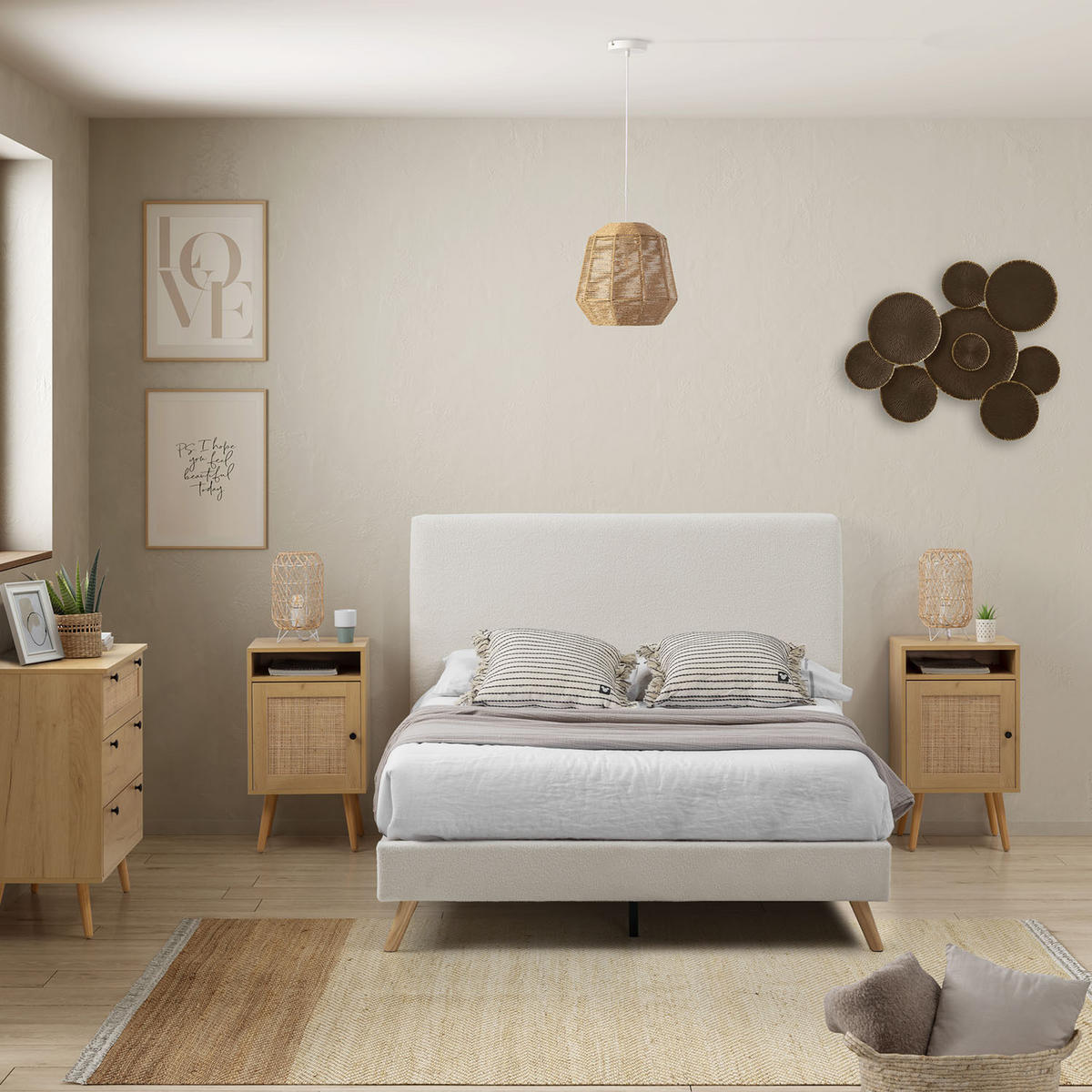 HÄNGELEUCHTE﻿ 31/31/153 Akina - Beige, Naturmaterialien (31/31/153cm) - VS Venta-stock