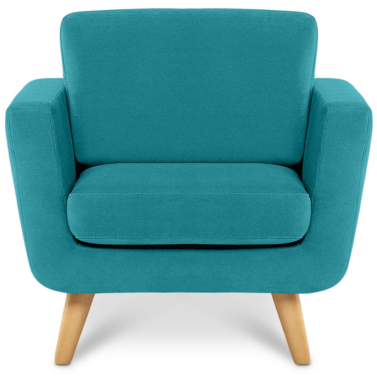 SESSEL TAGIO Massivholz-Beine, blau - Türkis/Braun, Buchenholz/Textil (86/80/88cm) - KONSIMO®