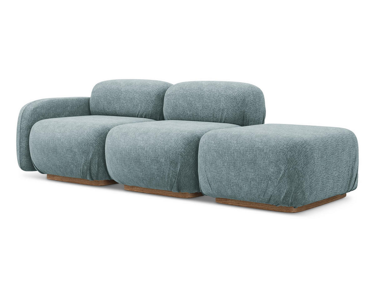 3-SITZER SOFA Rechts Chenille Stoff Blau - Blau/Blaugrau, Holz/Textil (258/73/95cm) - Makamii