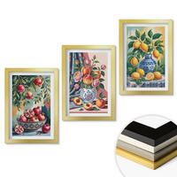 WANDBILDER 3er Set - 20x30 cm Goldrahmen - Blumen und Früchte in Vasen - Goldfarben, Kunststoff (20/30cm) - ArtPrintCave