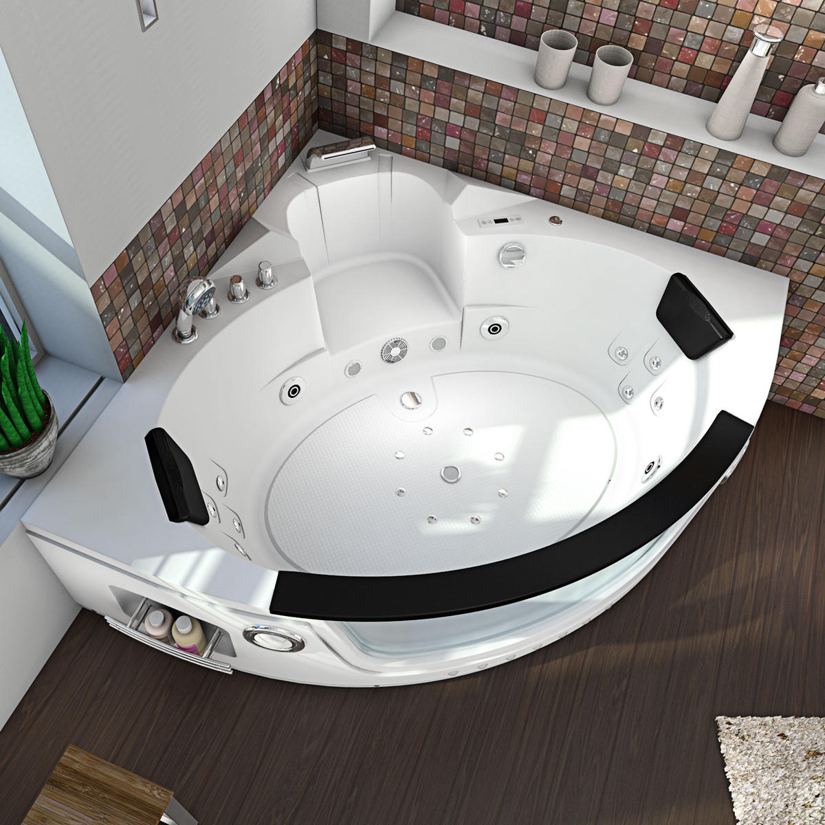 WHIRLPOOL Pool Badewanne Wanne W05H 140x140cm - Weiß, Glas/Kunststoff (140/60/140cm) - AcquaVapore by Sandra Jentho