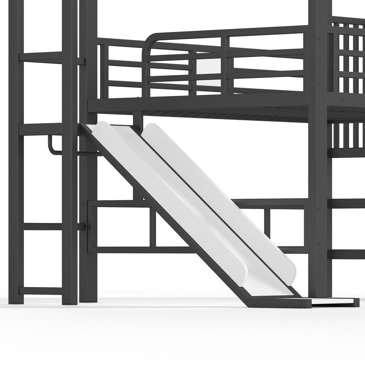 HOCHBETT 140/200 cm Hausform mit Rutsche und LED, DE-41963, in Schwarz - Schwarz, Metall (140/200cm) - ComfortXL
