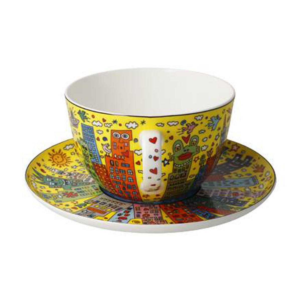 MILCHKAFFEETASSE James Rizzi - My New York City Sunset, Fine Bone China - Multicolor, Keramik (0.35L) - Goebel